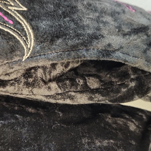 EUC Flashback Women's sz L Embroidered, Plaid, Velour button down coat - Picture 5 of 7